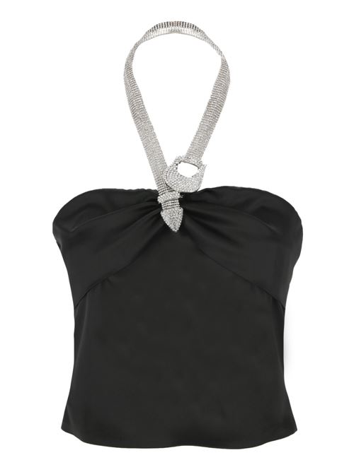 Black stretch-design satin top GIUSEPPE DI MORABITO | 02PSTO180N0228199